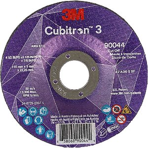 Disco de corte 115mm x 3,0mm x 22,23mm grão 36+ T27 para aço e inox Cubitron 3 HB004793855 3M