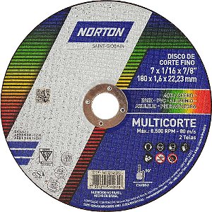 Disco multicorte 180mm x 1,6mm x 22,23mm NORTON