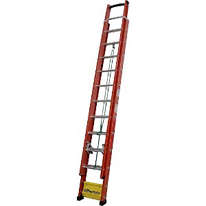Escada extensiva vazada em fibra de vidro 19 degraus de alumínio 3,6m x 6m Profissional EAFV-19W BERTOLO
