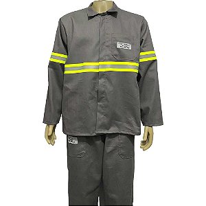 Camisa de segurança para eletricista cinza com faixa refletiva verde tamanho P 9446 UNIFORMANN