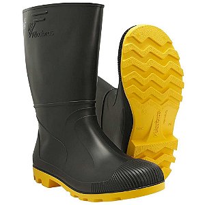 Bota de PVC preta e amarela tamanho 34/35 cano curto sem forro CPCC30 VULCABRAS