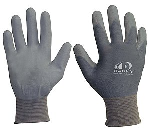 Luva tricotada em nylon com revestimento de poliuretano na palma tamanho M cinza Dannyflex DA-12.200 DANNY