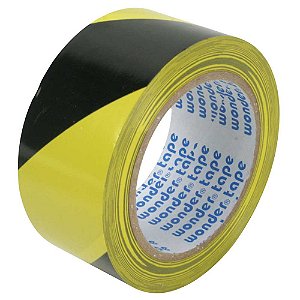 Fita adesiva para demarcação 50mm x 30m Zebrada Amarela e Preta 856 ADERE