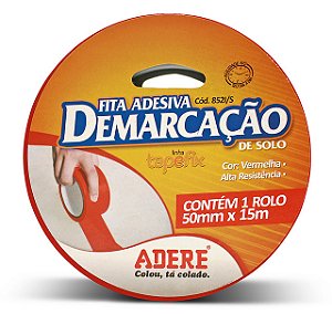 Fita adesiva para demarcação 50mm x 15m vermelha 852 ADERE