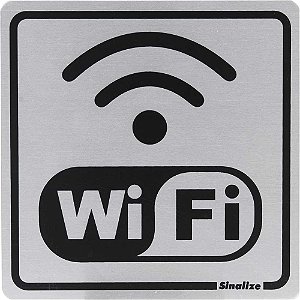 Placa de sinalização em alumínio (WIFI) 15cm x 15cm SINALIZE