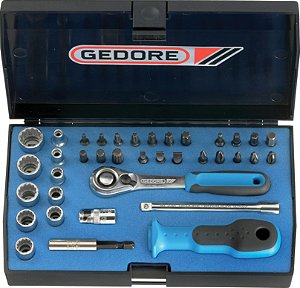 Jogo de soquetes e bits encaixe de 1/4" 37 peças 4,0mm a 13,0mm D20 KMU-20 GEDORE