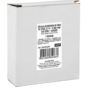 Célula de bateria de íons de lítio 3,7V 2.200 mAh CLV 2.200 VONDER