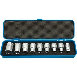 Jogo de soquetes hexalobular encaixe de 1/2" 9 peças 015644 GEDORE