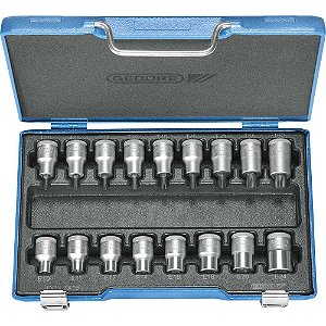 Jogo de soquetes hexalobular encaixe de 1/2" 17 peças 024795 GEDORE