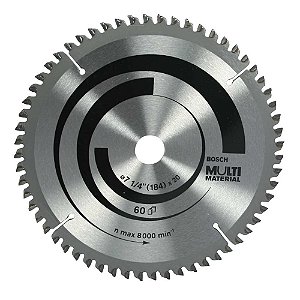 Lâmina de serra circular com vídea para alumínio 184mm x 20mm x 60 dentes BOSCH