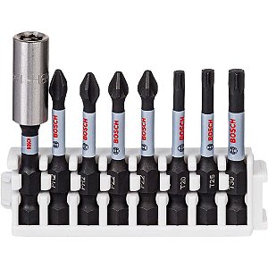 Jogo de bits/ponteiras com 8 peças encaixe sextavado de 1/4" com suporte magnético 2 608 522 326 BOSCH