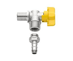 Registro de esfera 1/2" 90 graus com espigão de 3/8" para gás 180261 BLUKIT