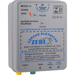 Eletrificador de cerca elétrica 35 km com bateria Z35NB ZEBU