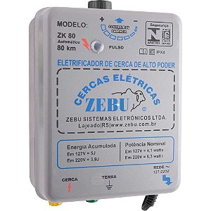 Eletrificador de cerca elétrica 80 km ZK 80 127v-220v ZEBU