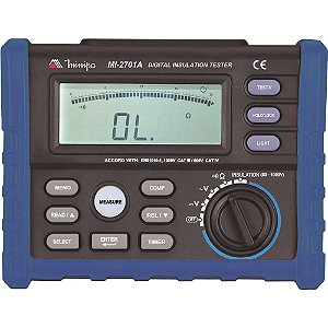 Megômetro digital portátil 50 - 1000V 0 - 10g categoria IV MI-2701A MINIPA