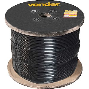 Cabo de aço com revestimento em nylon preto alma de aço 3,18mm - 1/8" 6 x 19S rolo com 500 metros VONDER