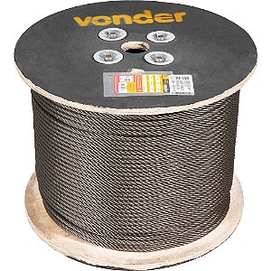 Cabo de aço polido alma de fibra 9,53mm - 3/8" 6 x 25F rolo com 2.000 metros VONDER