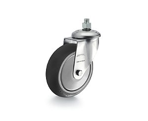 Rodízio giratório leve 4" de resina termoplástica cinza com rosca GRR 412 BPNC RODCAR