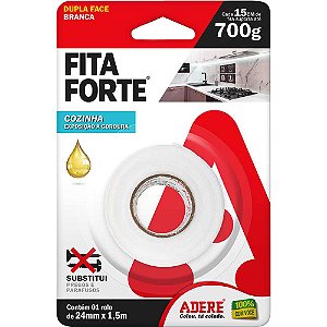 Fita dupla face 24mm x 1,5m espuma branca de polietileno Fita Forte Áreas Gordurosas ADERE