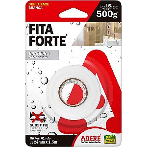 Fita dupla face 24mm x 1,5m espuma branca de polietileno Fita Forte Áreas Úmidas ADERE