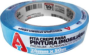 Fita crepe 24mm x 50m azul neon Pintura Imobiliária A327S ADERE - 24 unidades