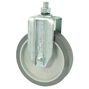 Rodízio fixo leve 5" de resina termoplástica cinza com rosca FLE 512 BP SCHIOPPA