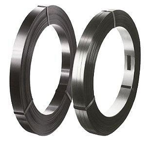 Fita de aço para embalagem 15,85mm x 0,55mm laqueada preta rolo com +/- 42kg SIGNODE