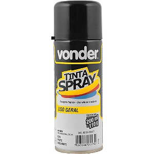 Tinta em spray preta brilhante com 200ml VONDER