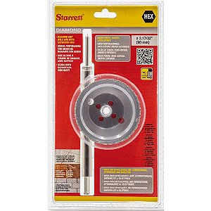 Serra copo diamantada 90mm com haste STARRETT