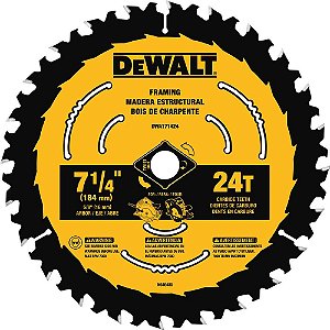 Lâmina de serra circular 7.1/4" (184 mm) x 16,0mm x 1,0mm 24 dentes de metal duro para madeira DWA171424 DEWALT