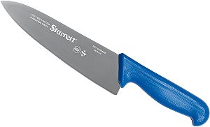 Faca para carne refile de mesa 8" lâmina triangular larga em aço inox cabo azul BKL301-8 STARRETT