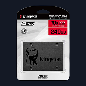 SSD 240GB Kingston SATA, Leitura: 500MB/s e Gravação: 350MB/s, SA400S37/240G