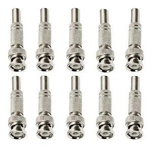Kit com 10 Conectores Bnc Macho Mola com Parafuso 4mm Para Câmera E Cabo de Cftv