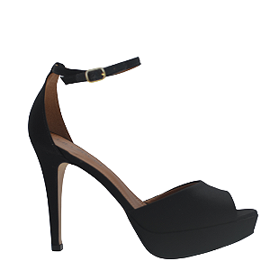 Scarpin preto cetim peep toe
