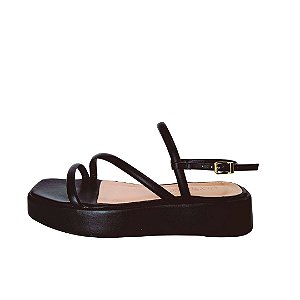 Sandália flatform preta em couro
