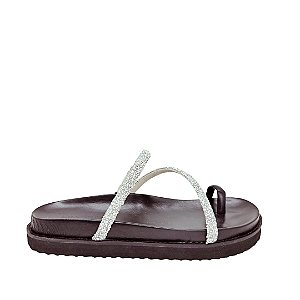 Sandália Papete Veneto Preta Strass