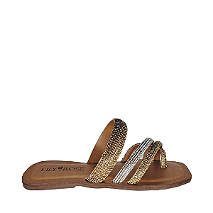Rasteira Dourada e Prata Strass