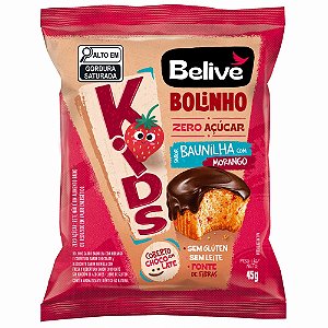 Bolinho Kids Baunilha com Morango Zero Açúcar 45g - Belive - Validade 03/12/26