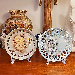 pratos frenestrado em porcelana