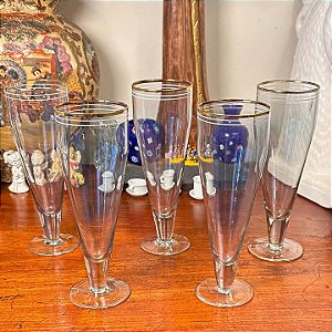Conjunto com 5 antigas tulipas em Demi cristal