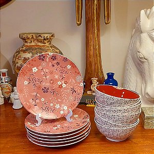 Conjunto em porcelana Kasa Portugal tigela e prato de sobremesa (cada)