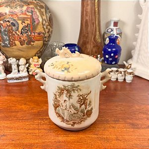 Antigo pote "biscoiteira" em porcelana.