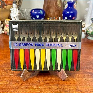 Conjunto de antigos garfos petisqueiros em inox Erbele.