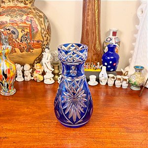 Vaso em cristal azul cobalto