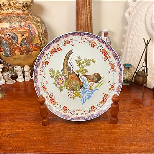 Prato em porcelana oriental pássaros.
