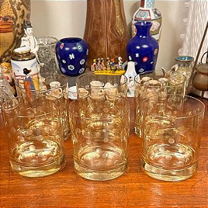 Conjunto de copos de whisky em cristal lapidado