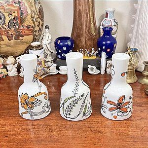 Trio de vasinhos de porcelana Perfumaria Phebo.