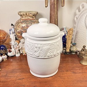 Grande pote em cerâmica branca esmaltada
