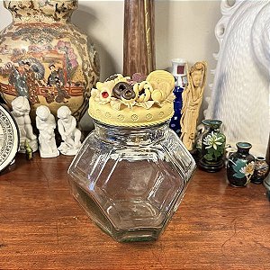 Baleiro biscoiteira em vidro oitavado