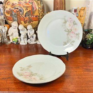 Par de pratos de sobremesa em porcelana Schmidt.